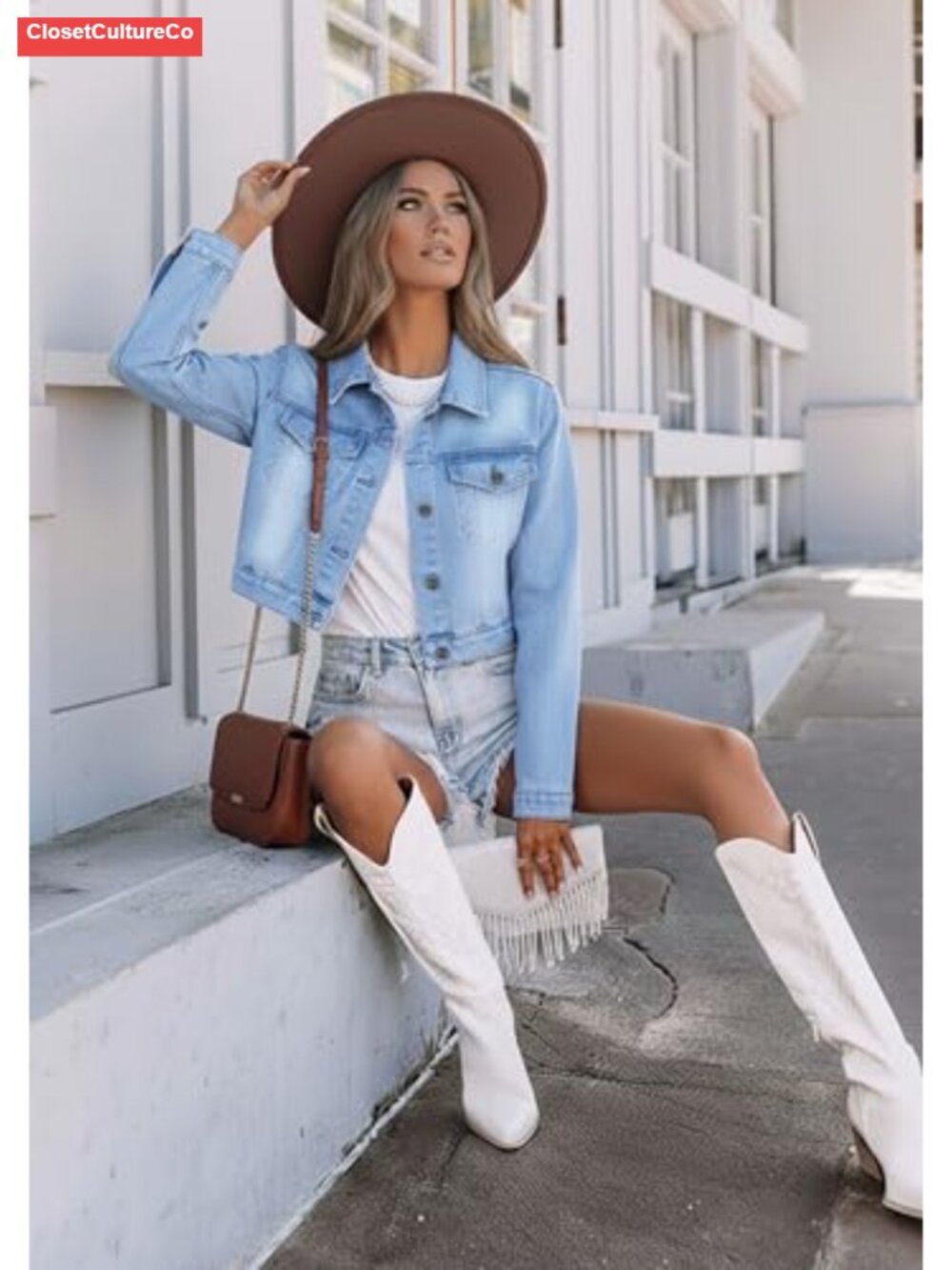 Crop Denim Jacket Women Lightweight Stretchy Button Up Jean Jacket - Picture 2 of 6
